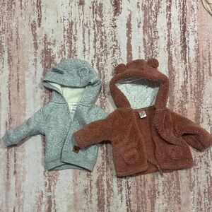 Simple Gray Baby Hooded Jacket with Ears